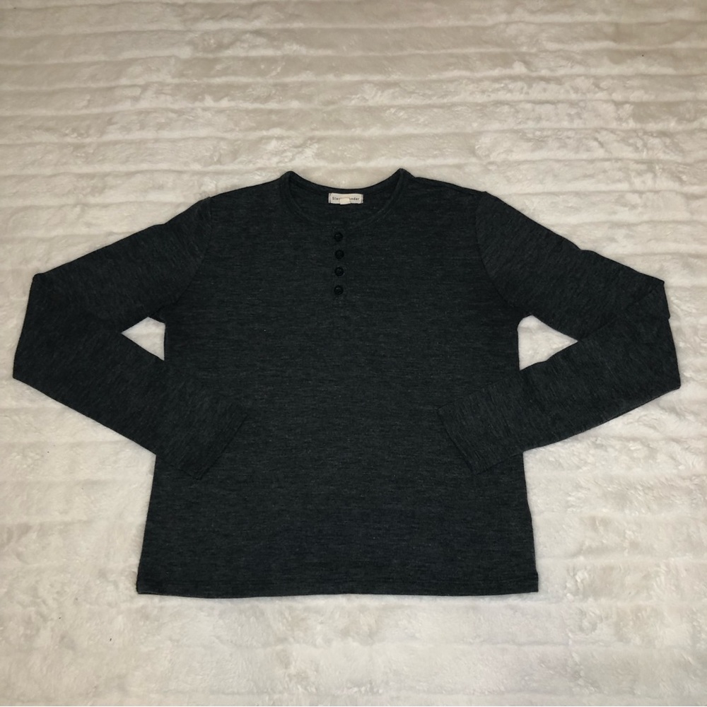 Stevie Hender Dark Grey Long Sleeve Shirt Button Size Small
